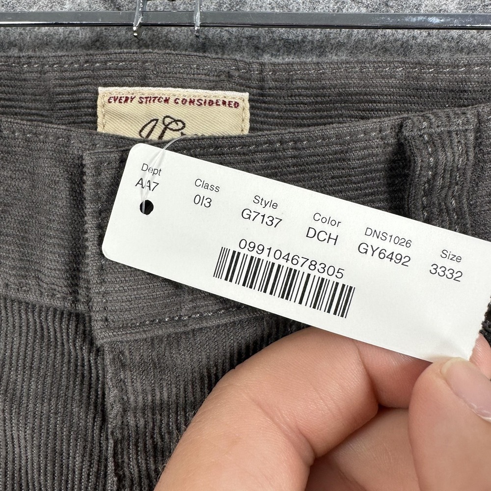 J.Crew Pants Mens 33x32 Gray 770 Stretch Corduroy Slim Straight 5 Pocket Casual - Picture 4 of 16